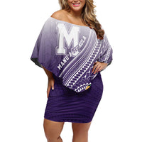 Personalized Manua High School Family Matching Off Shoulder Short Dress and Hawaiian Shirt Polynesian Tribal Pattern LT05 Mom's Dress Purple - Polynesian Pride