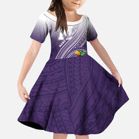 Personalized Manua High School Family Matching Puletasi and Hawaiian Shirt Polynesian Tribal Pattern LT05 Daughter's Dress Purple - Polynesian Pride