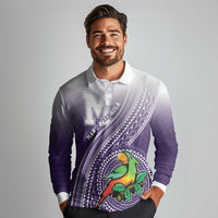 Personalized Manua High School Long Sleeve Polo Shirt Polynesian Tribal Pattern