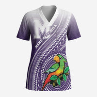 Personalized Manua High School Scrub Top Polynesian Tribal Pattern LT05 Adult Purple - Polynesian Pride