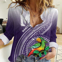 Personalized Manua High School Women Casual Shirt Polynesian Tribal Pattern LT05 Female Purple - Polynesian Pride