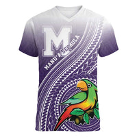 Personalized Manua High School Women V-Neck T-Shirt Polynesian Tribal Pattern