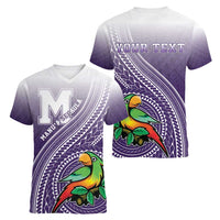 Personalized Manua High School Women V-Neck T-Shirt Polynesian Tribal Pattern