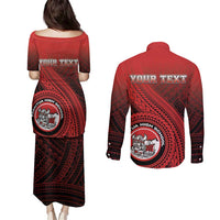 Personalized Fagaitua High School Couples Matching Puletasi and Long Sleeve Button Shirt Polynesian Tribal Pattern LT05 - Polynesian Pride