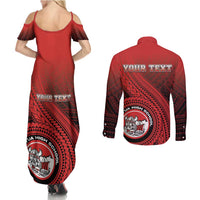 Personalized Fagaitua High School Couples Matching Summer Maxi Dress and Long Sleeve Button Shirt Polynesian Tribal Pattern LT05 - Polynesian Pride