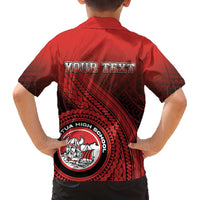 Personalized Fagaitua High School Family Matching Off The Shoulder Long Sleeve Dress and Hawaiian Shirt Polynesian Tribal Pattern