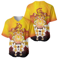 Tahiti Heiva Festival Baseball Jersey Tahitian Vahine Plumeria Flowers