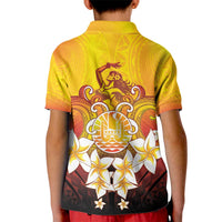Tahiti Heiva Festival Kid Polo Shirt Tahitian Vahine Plumeria Flowers