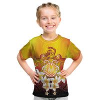 Tahiti Heiva Festival Kid T Shirt Tahitian Vahine Plumeria Flowers