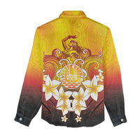 Tahiti Heiva Festival Women Casual Shirt Tahitian Vahine Plumeria Flowers