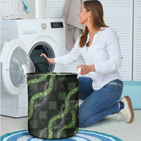 Hawaiian Quilt Laundry Basket Pele Hair Hinahina Lei Black Version LT05 - Polynesian Pride