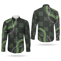 Hawaiian Quilt Couples Matching Mermaid Dress and Long Sleeve Button Shirt Pele Hair Hinahina Lei Black Version LT05 - Polynesian Pride