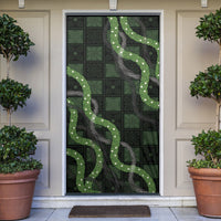Hawaiian Quilt Door Cover Pele Hair Hinahina Lei Black Version