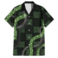 Hawaiian Quilt Family Matching Long Sleeve Bodycon Dress and Hawaiian Shirt Pele Hair Hinahina Lei Black Version LT05 Dad's Shirt - Short Sleeve Black - Polynesian Pride