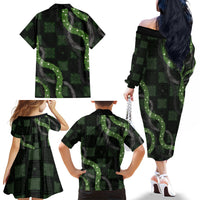 Hawaiian Quilt Family Matching Off The Shoulder Long Sleeve Dress and Hawaiian Shirt Pele Hair Hinahina Lei Black Version LT05 Mom's Dress Black - Polynesian Pride