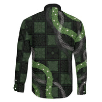 Hawaiian Quilt Family Matching Off The Shoulder Long Sleeve Dress and Hawaiian Shirt Pele Hair Hinahina Lei Black Version LT05 Son's Shirt Black - Polynesian Pride