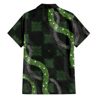Hawaiian Quilt Family Matching Short Sleeve Bodycon Dress and Hawaiian Shirt Pele Hair Hinahina Lei Black Version LT05 Dad's Shirt - Long Sleeve Black - Polynesian Pride
