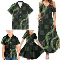 Hawaiian Quilt Family Matching Summer Maxi Dress and Hawaiian Shirt Pele Hair Hinahina Lei Black Version LT05 - Polynesian Pride