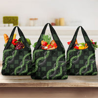 Hawaiian Quilt Grocery Bag Pele Hair Hinahina Lei Black Version LT05 3-pack One Size Black - Polynesian Pride