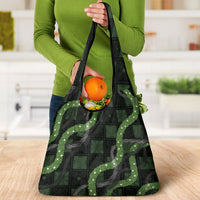 Hawaiian Quilt Grocery Bag Pele Hair Hinahina Lei Black Version LT05 - Polynesian Pride