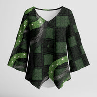 Hawaiian Quilt Kimono Sleeve Blouse Pele Hair Hinahina Lei Black Version LT05 Female Black - Polynesian Pride