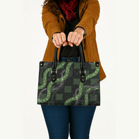 Hawaiian Quilt Leather Bag Pele Hair Hinahina Lei Black Version