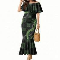 Hawaiian Quilt Mermaid Dress Pele Hair Hinahina Lei Black Version LT05 Women Black - Polynesian Pride