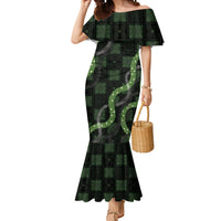 Hawaiian Quilt Mermaid Dress Pele Hair Hinahina Lei Black Version LT05 Women Black - Polynesian Pride