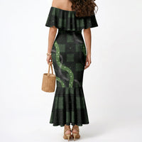 Hawaiian Quilt Mermaid Dress Pele Hair Hinahina Lei Black Version LT05 - Polynesian Pride