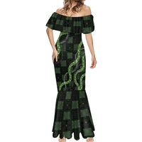 Hawaiian Quilt Mermaid Dress Pele Hair Hinahina Lei Black Version LT05 - Polynesian Pride
