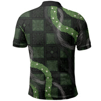 Hawaiian Quilt Polo Shirt Pele Hair Hinahina Lei Black Version LT05 - Polynesian Pride