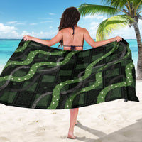 Hawaiian Quilt Sarong Pele Hair Hinahina Lei Black Version