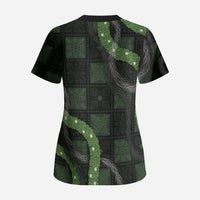 Hawaiian Quilt Scrub Top Pele Hair Hinahina Lei Black Version