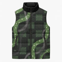 Hawaiian Quilt Sleeveless Puffer Jacket Pele Hair Hinahina Lei Black Version