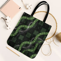 Hawaiian Quilt Tote Bag Pele Hair Hinahina Lei Black Version
