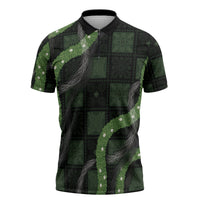 Hawaiian Quilt Zipper Polo Shirt Pele Hair Hinahina Lei Black Version LT05 Black - Polynesian Pride