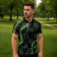 Hawaiian Quilt Zipper Polo Shirt Pele Hair Hinahina Lei Black Version LT05 - Polynesian Pride