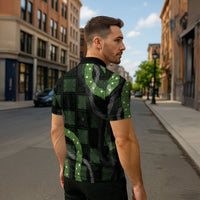 Hawaiian Quilt Zipper Polo Shirt Pele Hair Hinahina Lei Black Version LT05 - Polynesian Pride
