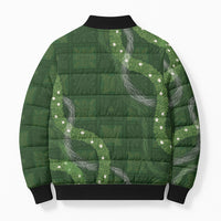 Hawaiian Quilt Bomber Puffer Jacket Pele Hair Hinahina Lei Green Version LT05 - Polynesian Pride