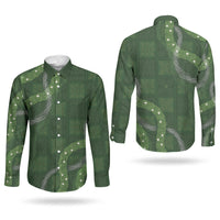 Hawaiian Quilt Couples Matching Mermaid Dress and Long Sleeve Button Shirt Pele Hair Hinahina Lei Green Version LT05 - Polynesian Pride