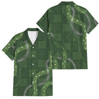 Hawaiian Quilt Family Matching Long Sleeve Bodycon Dress and Hawaiian Shirt Pele Hair Hinahina Lei Green Version LT05 Dad's Shirt - Short Sleeve Green - Polynesian Pride