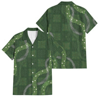 Hawaiian Quilt Family Matching Off The Shoulder Long Sleeve Dress and Hawaiian Shirt Pele Hair Hinahina Lei Green Version LT05 Dad's Shirt - Short Sleeve Green - Polynesian Pride