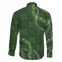 Hawaiian Quilt Family Matching Short Sleeve Bodycon Dress and Hawaiian Shirt Pele Hair Hinahina Lei Green Version