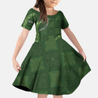 Hawaiian Quilt Family Matching Tank Maxi Dress and Hawaiian Shirt Pele Hair Hinahina Lei Green Version