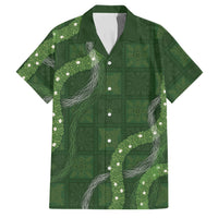 Hawaiian Quilt Family Matching Tank Maxi Dress and Hawaiian Shirt Pele Hair Hinahina Lei Green Version LT05 Dad's Shirt - Short Sleeve Green - Polynesian Pride