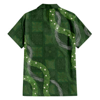 Hawaiian Quilt Family Matching Tank Maxi Dress and Hawaiian Shirt Pele Hair Hinahina Lei Green Version LT05 Dad's Shirt - Long Sleeve Green - Polynesian Pride