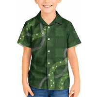 Hawaiian Quilt Kid Hawaiian Shirt Pele Hair Hinahina Lei Green Version LT05 Kid Green - Polynesian Pride