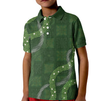 Hawaiian Quilt Kid Polo Shirt Pele Hair Hinahina Lei Green Version LT05 Kid Green - Polynesian Pride