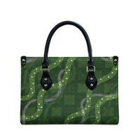 Hawaiian Quilt Leather Bag Pele Hair Hinahina Lei Green Version LT05 - Polynesian Pride