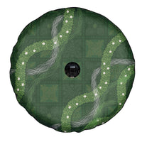 Hawaiian Quilt Spare Tire Cover Pele Hair Hinahina Lei Green Version LT05 - Polynesian Pride